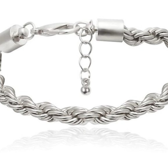 Women's Boho Thick Silver Charm Bracelets 4PC Set Bangles Punk - Picture 6 of 6